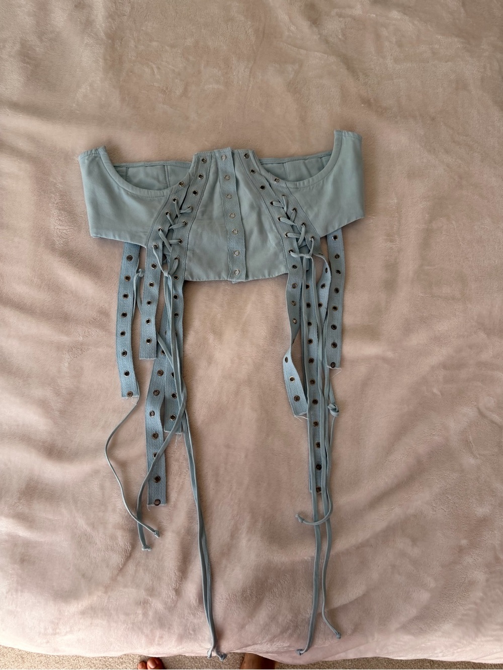 For love and lemons Light Blue Lace-Up Corset Top